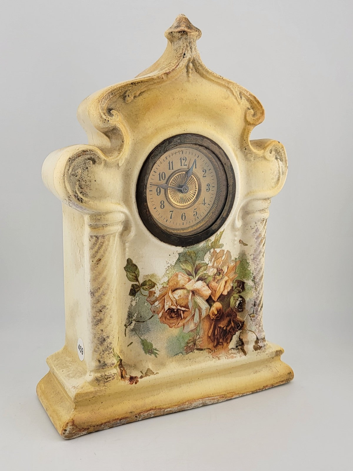 Antique Victorian Porcelain Hand Painted Mantle Clock. C 1890. Working  Cond.