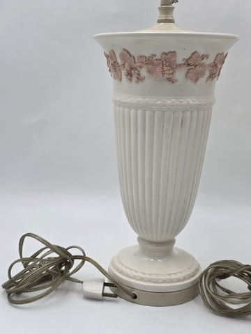 Pair Wedgwood Queensware Jasperware Cream Pink Grapevine Relief Table Lamps 24"