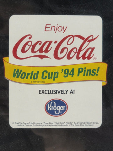Rare Set 1994 FIFA World Cup USA Ticket Stubs + Coca Cola Pin Set Framed Display