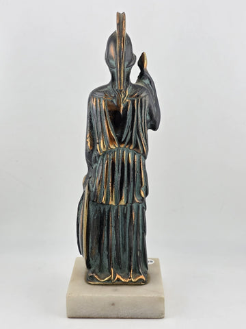 Vintage Greek Athena Statue Cast Bronze on Marble Base. Goddess of Wisdom & War