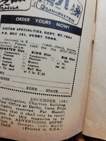 Lot Of 3 Black Fury Comic Books, 1964 & 1965 Good Cond. Ungraded.