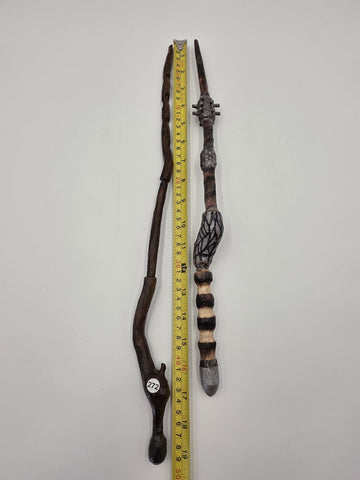 Set Of 2 Rare One Of A Kind Handmade Wooden Magic Wand Fantasy Staff Cosplay.