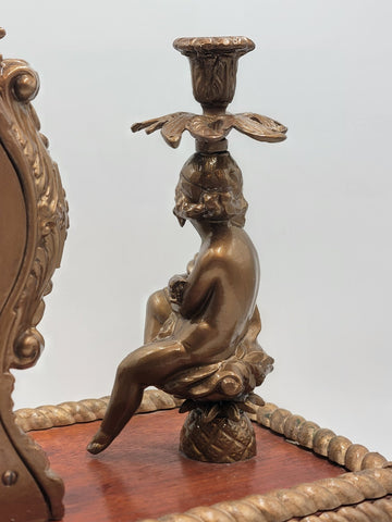 Antique 19th c. F Kroeber Clock Co New York Figural Mantle Clock W Drawer. Works