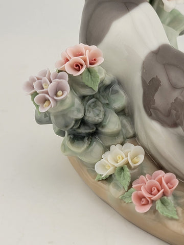 Retired Lladro Spain #1442 Kitty Confrontation Porcelain Playful Cat & Frog 1983