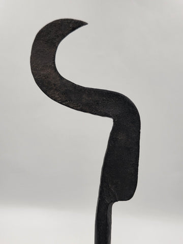 Rare OOAK Antique African Carved Wood Head & Iron Ceremonial Ritual Staff 20"