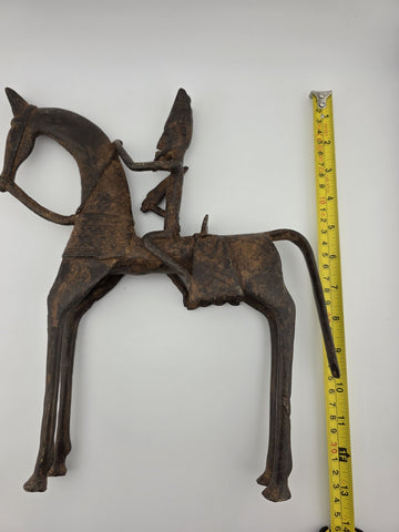 VTG 1940'S AUTHENTIC AFRICAN CAST BRONZE HORSE AND RIDER DOGON MALI WEST AFRICA