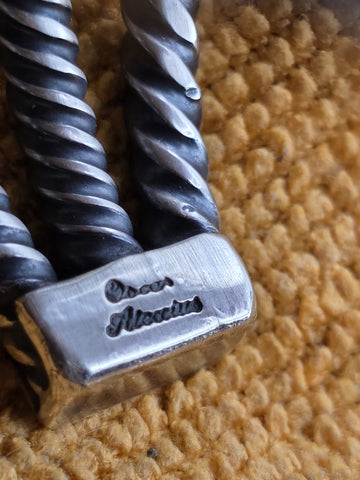 Huge Vintage Oscar Alexius Turquoise Sterling Silver Cuff Bracelet Navajo Signed