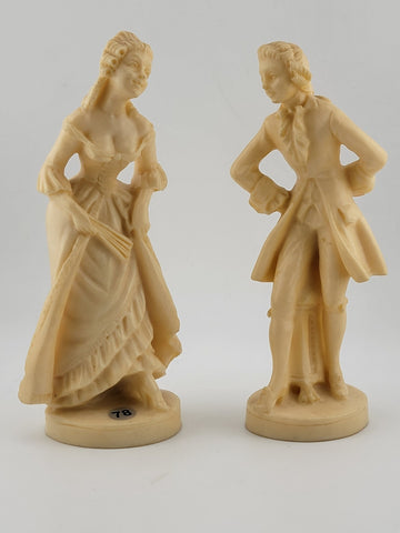 Vintage A. Santini Sculpture Colonial Victorian Man Woman Couple Signed Italy