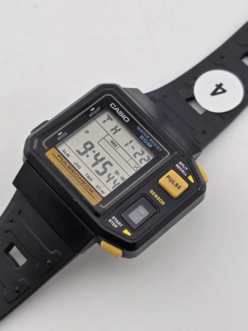 Ultra Rare Vtg Casio JP-100W Pulse Check digital watch 1987 First Pulse Watch