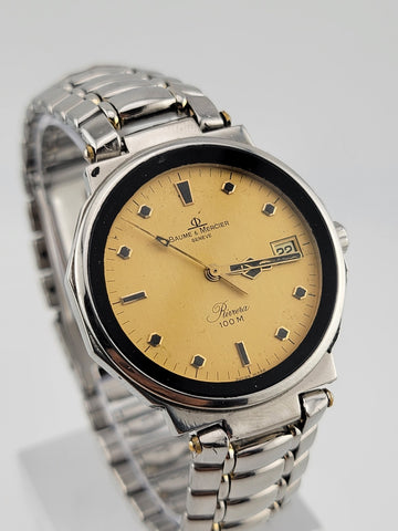 Vintage Baume Mercier Riviera Watch Octagonal Case Silver Plated Stainless Steel