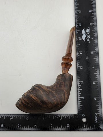 Rare Antique Freehand Acorn Big Block Briar Pipe Plateau Rim Bent Acrylic Stem