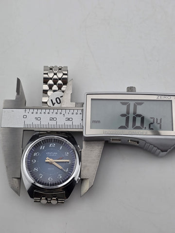 Ultra Rare Vintage 1970's Gents Alarm Watch. Swiss Made Ventura 17 Jewels. Works