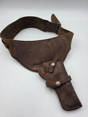 Antique 1940's Bucheimer St Louis Leather Revolver Holster Belt 34 Cartridge Rig