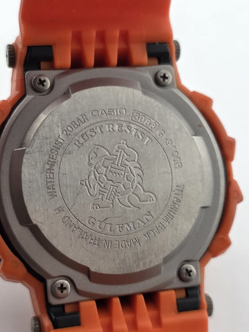 Vintage Casio G SHOCK G-9100R GULFMAN RESCUE STOCK WATCH Men in Rescue Orange