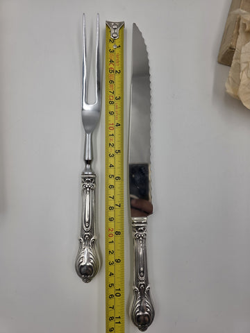 Antique 1920's WM Rogers Louis XV Sterling Handle Carving Set In Original Box.