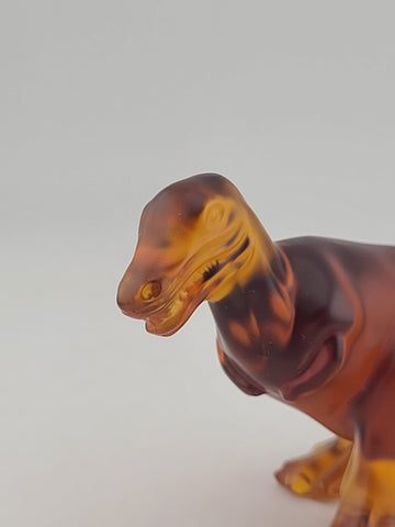Rare Royales de Champagne Crystal Dinosaur T-Rex Figurine Amber Art Glass France
