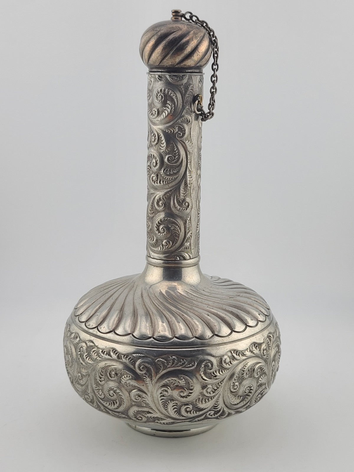 Antique Victorian Derby Silver Co Silverplate Decanter C1900 Chained Stopper
