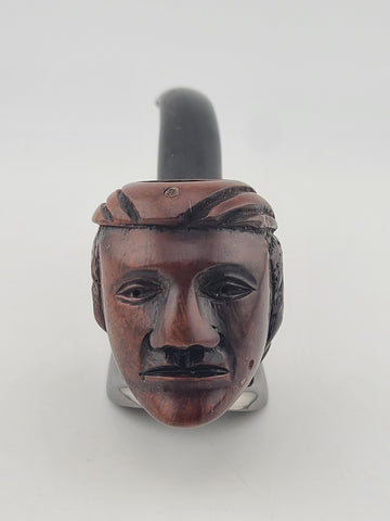 Vintage Italian Handmade Figural Carved Briar Tobacco Pipe Face Head Made Italy