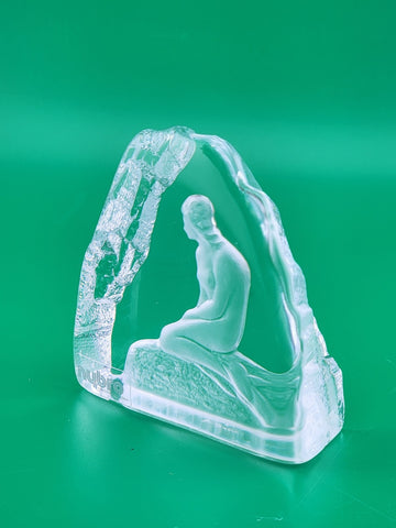 VINTAGE 1960'S MODERNIST LITTLE MERMAID SIGNED NYDRO CRYSTAL SCULPTURE - SWEDEN