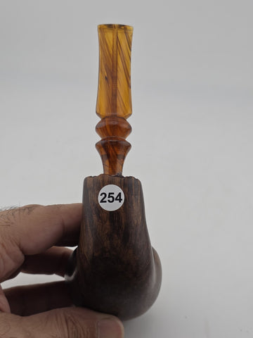 Rare Antique Freehand Acorn Big Block Briar Pipe Plateau Rim Bent Acrylic Stem
