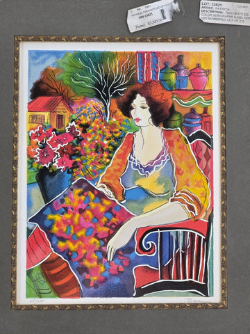 Pair Patricia Govezensky Signed Serigraph 65/375 Colorful Women Art Framed W COA