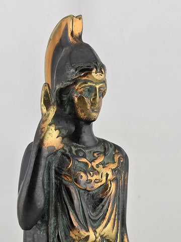 Vintage Greek Athena Statue Cast Bronze on Marble Base. Goddess of Wisdom & War
