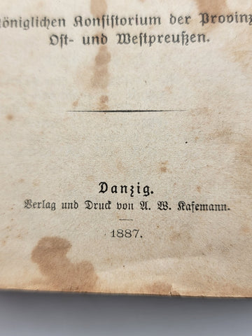 Rare Antique 1887 German Small Bible With Gold Gilded Papper Ends 6" X 4”.