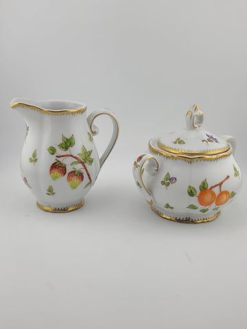 Rare Anna Weatherley Strawberry Creamer & Sugar Set Czech Porcelain Hand Painted