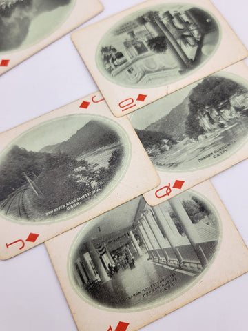 Rare Antique 1930's C & O- F.F.V. Railroad Via Washington Playing Cards-Complete