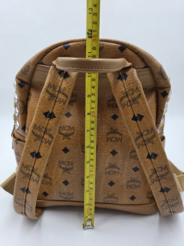 Rare MCM Stark Side & Top Studs Backpack In Cognac Visetos Coated Canvas W5914