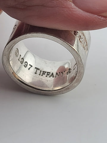 Vtg 1997 Tiffany & Co. 1837 Concave Wide Band Ring Sterling Silver 925  size 6.
