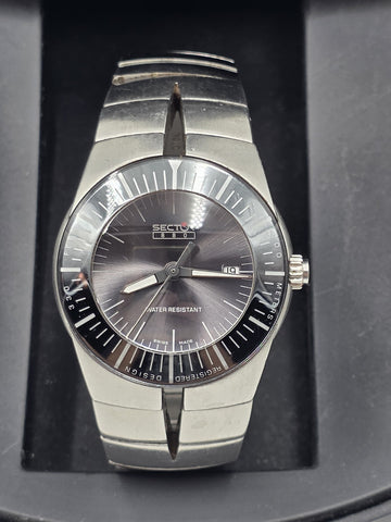 Sector 880 Swiss Made Quartz 34mm Sapphire 100M Steel Watch 2653881745 Box Works