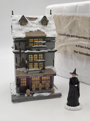 Hawthorne Village Harry Potter Slug & Jiggers McGonagall COA Lighted NEW. Works