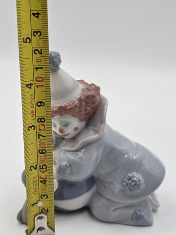 Lladro 5278 “Pierrot w/ Puppy & Ball" Kneeling Clown Dog Figurine Spain W Box