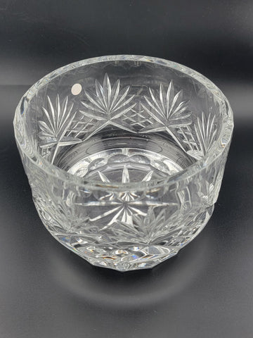 Vintage Illusions 24% Full Lead Crystal Clear Footed Bowl Hand Cut Germany