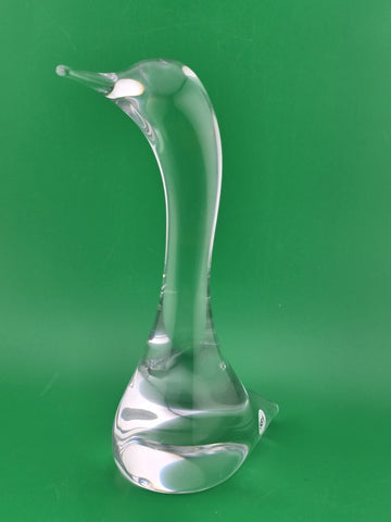 Vintage Mid Century Daum France Crystal Swan Duck Loon Bird Figurine Signed.