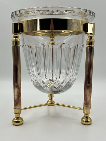 Design Guild Crystal Champagne Chiller Vertical Cut with Stand Brass Barware