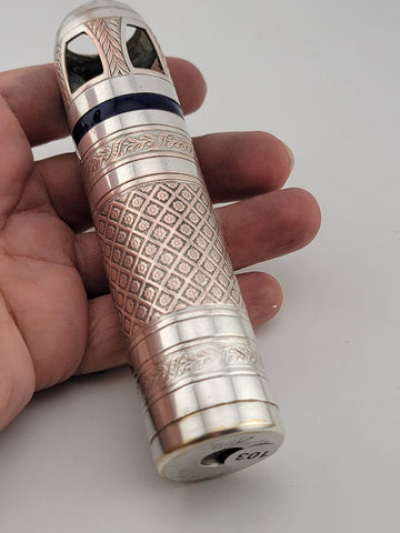 Rare One Of A Kind Antique Silver Metal & Enamel German Marine Oil Lamp.