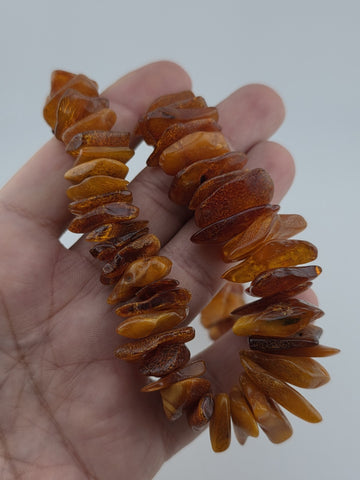Vintage Genuine Baltic Cognac Amber Chunky Bead Necklace Long 26" Graduated.