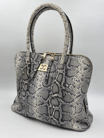 Vtg Escada Genuine Python Skin Leather Satchel Bag Italy Gold Hardware EE Logo