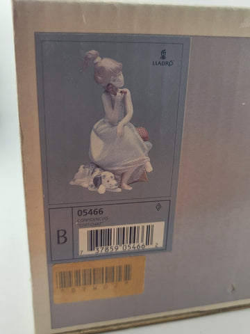 Lladro Porcelain Figurine #5466 Chit Chat Girl On Phone With Dog Dalmatian Spain