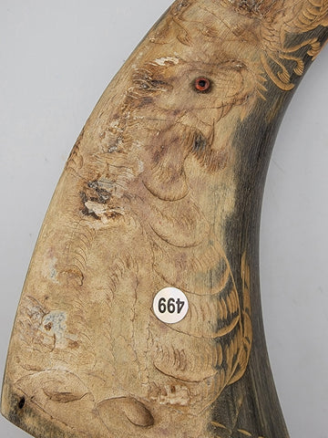 19th Cent. Antique Handcarved Asian Buffalo horn with dragon and Tiger Carvings.