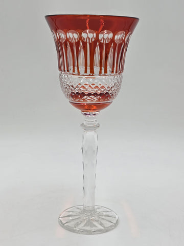 Gourgeous Set Of 6 Colorful Cut to Clear Crystal 8 3/4" Tall Hock Wine Glasses