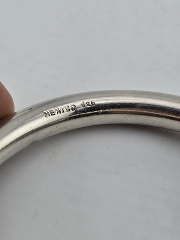 Set Of 2 Heavy Sterling Silver Bangle Bracelet Ribbed Tubogas & Solid 65g Modern