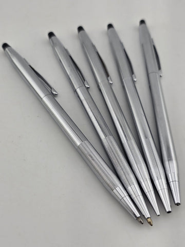 SET Of 5 GORGEOUS HIGH QUALITY SLIM CROSS POLISHED SILVER PENS AND PENCILS. READ
