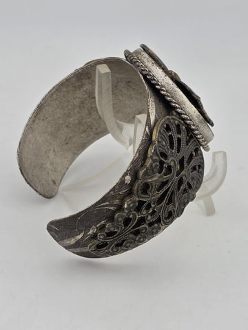 Vintage Gourgeous Ollipop Bronze and Black Tone Butterfly Cuff Bracelet USA
