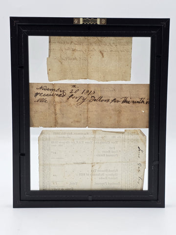 Rare Collection Early 1800s Tax Receipts 1814 1818 1840 Salisbury MA Framed Docs