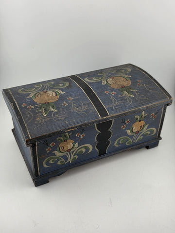 Rare Antique Hand Inscribed 1943 German Folk Art Chest WWII Augsburg Kepsake Box