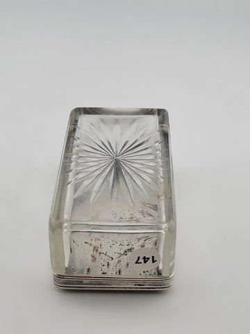 Antique C 1830's Victorian Silver Plate & Cut Glass Vanity Box / Soap Holder.