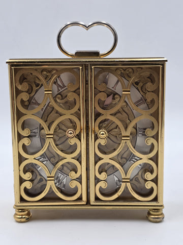 Ultra Rare Arthur Imhof Swiss 8 Day 15 J Gilt Brass Clock Pierced Doors. Works